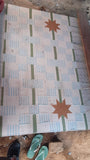 Modern Handmade Cotton Cream, Blue, Green And Tan Star Dash Striped Rug-6740