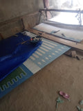 Modern Handmade Cotton Sky Blue And White Arrow Striped Rug-6747