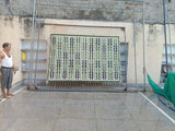 Modern Handmade Cotton Green And Cream Marianne Striped Rug-6757