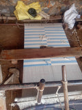 Modern Handmade Cotton Sky Blue And White Up Down Striped Runner-6761