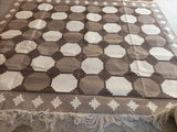 Modern Handmade Cotton Beige And Brown Geometric Swedish Star Rug-6759