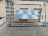 Modern Handmade Cotton Sky Blue And White Up Down Striped Runner-6761