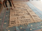 Modern Handmade Cotton Beige And Cream Marianne Striped Indian Dhurrie Rug-6767