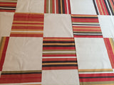 Modern Handmade Cotton Rug, 10x10 Cream, Red, Green, Brown Tile Striped Rug-6768