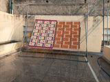 Modern Handmade Cotton Rug, 5x7 Pink And Cream Geometric Rug-6781