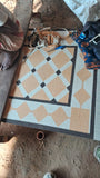 Modern Handmade Cotton Cream, Beige And Brown Geometric Dhurrie Runner-6784