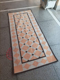 Modern Handmade Cotton Cream, Beige And Brown Geometric Dhurrie Runner-6784