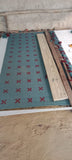 Modern Handmade Woolen Turquoise Blue And Burgundy Cross Pattern Rug-6804
