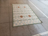 Modern Handmade Cotton Rug, 5'x8' Sky Blue, Sage Green And Cream Star And Dash Striped Rug-6811