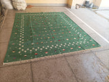 Modern Handmade Cotton Forest Green And White Shooting Star Rug-6814