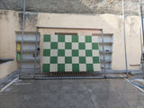 Modern Handmade New Zealand Wool Moss Green And Cream Checker Board Area Rug-6828