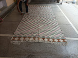 Modern Handmade Cotton Gray, Pink, Cream And Tan Geometric Area Rug-6832