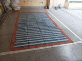 Modern Handmade Cotton Sky Blue, Gray And Terracotta Scalloped Striped Area Rug-6831
