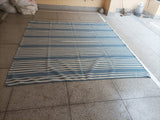Modern Handmade Thick Woolen Sky Blue And White Striped Rug-6833
