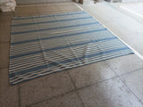 Modern Handmade Thick Woolen Sky Blue And White Striped Rug-6833