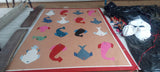 Modern Handmade Cotton Tan And Red Fish Patterned Area Rug-6840