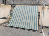 Modern Handmade Woolen Greyish Blue And White Striped Rug-6836