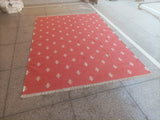 Modern Handmade Cotton Terracotta And White Tree Patterned Area Rug-6844