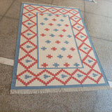 Custom Cotton White And Blue Star Rug for Alycia in Size 4'x6'