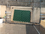 Modern Handmade Cotton Forest Green And White Leaf Patterned Area Rug-6851