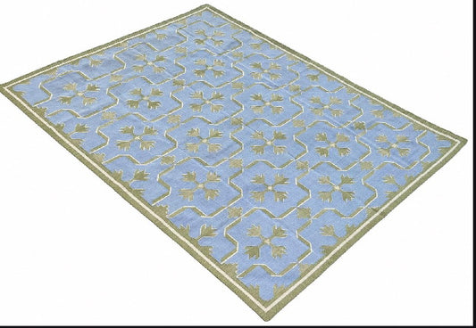 Custom Cotton Geometric Leaf Rug for Elizabeth Graves in Size 10' Wide x 11'6" Long.