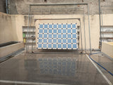 Modern Handmade Cotton Sky Blue And White Block Pattern Geometric Area Rug-6854
