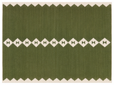 Modern Handmade Woolen Olive Green And White Diamond Rug-6845