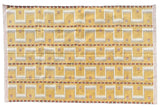 Modern Handmade Cotton Flat Weave Mustard Geometric Rug-6468