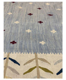 Cotton Custom Cream, Beige, Blue And Red Leaf Rug for JEMMA SKIPWORTH in a Size 300x400cm