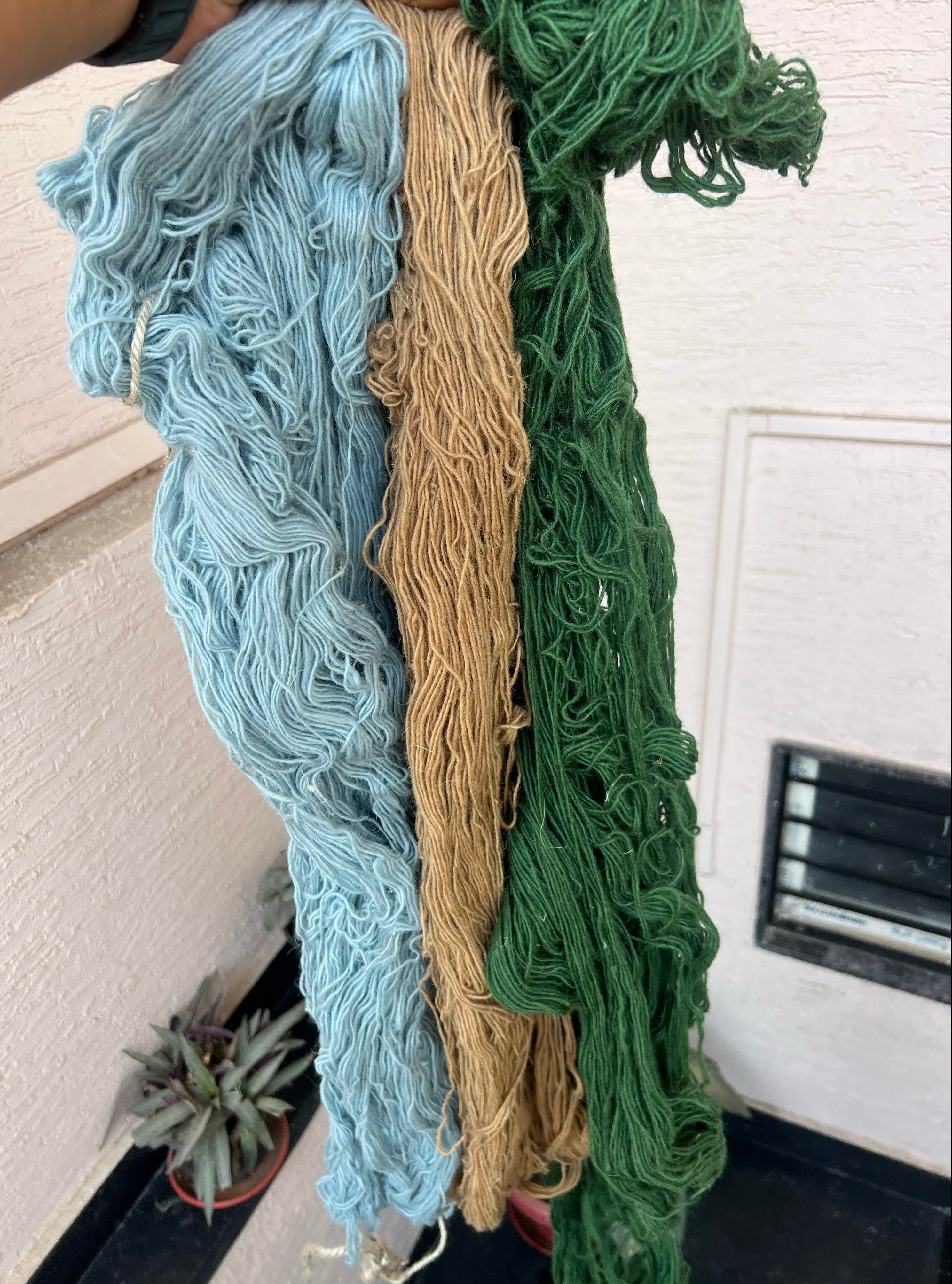 Modern Handmade New Zealand Wool Sky Blue, Beige And Green Tile Swedish Rug-6810