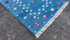 Modern Handmade Cotton Indigo Blue Shooting Star Dhurrie Runner-6772