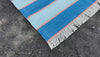 Modern Handmade Cotton Blue And Orange Striped Area Rug-6765