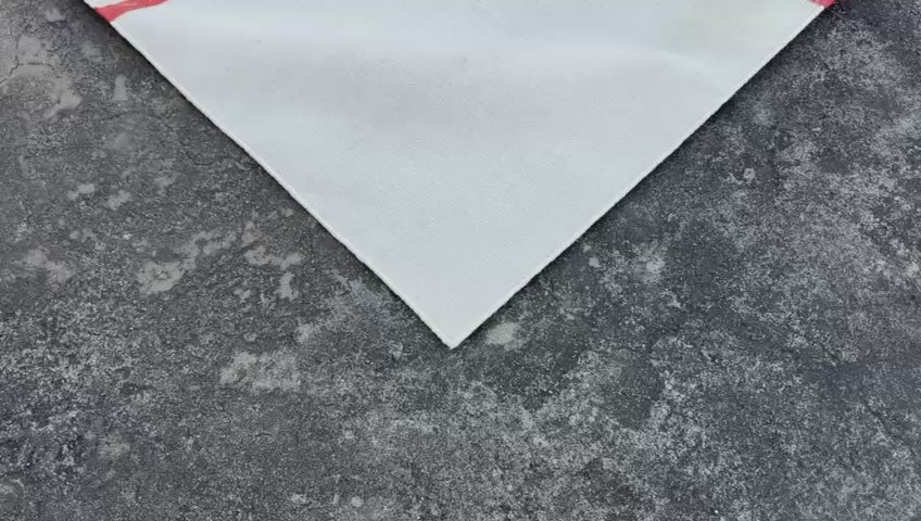 Modern Handmade Cotton Rug, 10x10 Cream, Red, Green, Brown Tile Striped Rug-6768