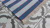 Modern Handmade Cotton Sky Blue And Orange Striped Area Rug-6830