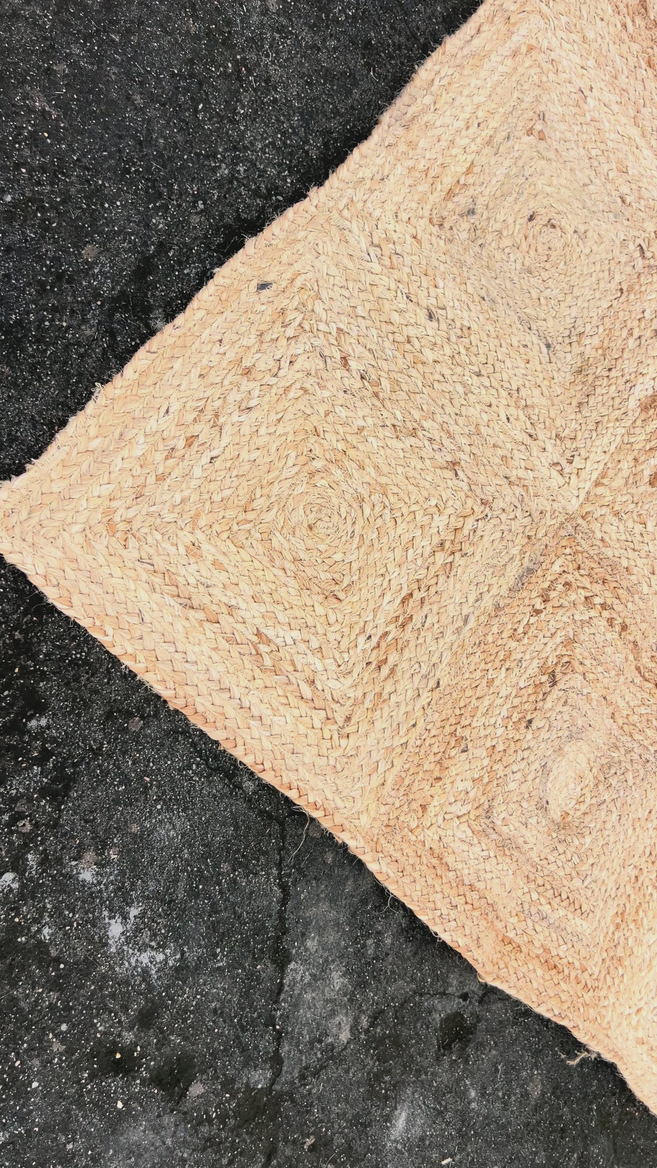Modern Handmade Natural Jute Checker Board Rug Indian Dhurrie -8045