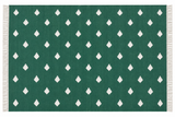 Modern Handmade Cotton Forest Green And White Leaf Patterned Area Rug-6851