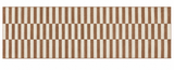 Modern Handmade Cotton Tan And White Up Down Striped Dhurrie Runner-6850
