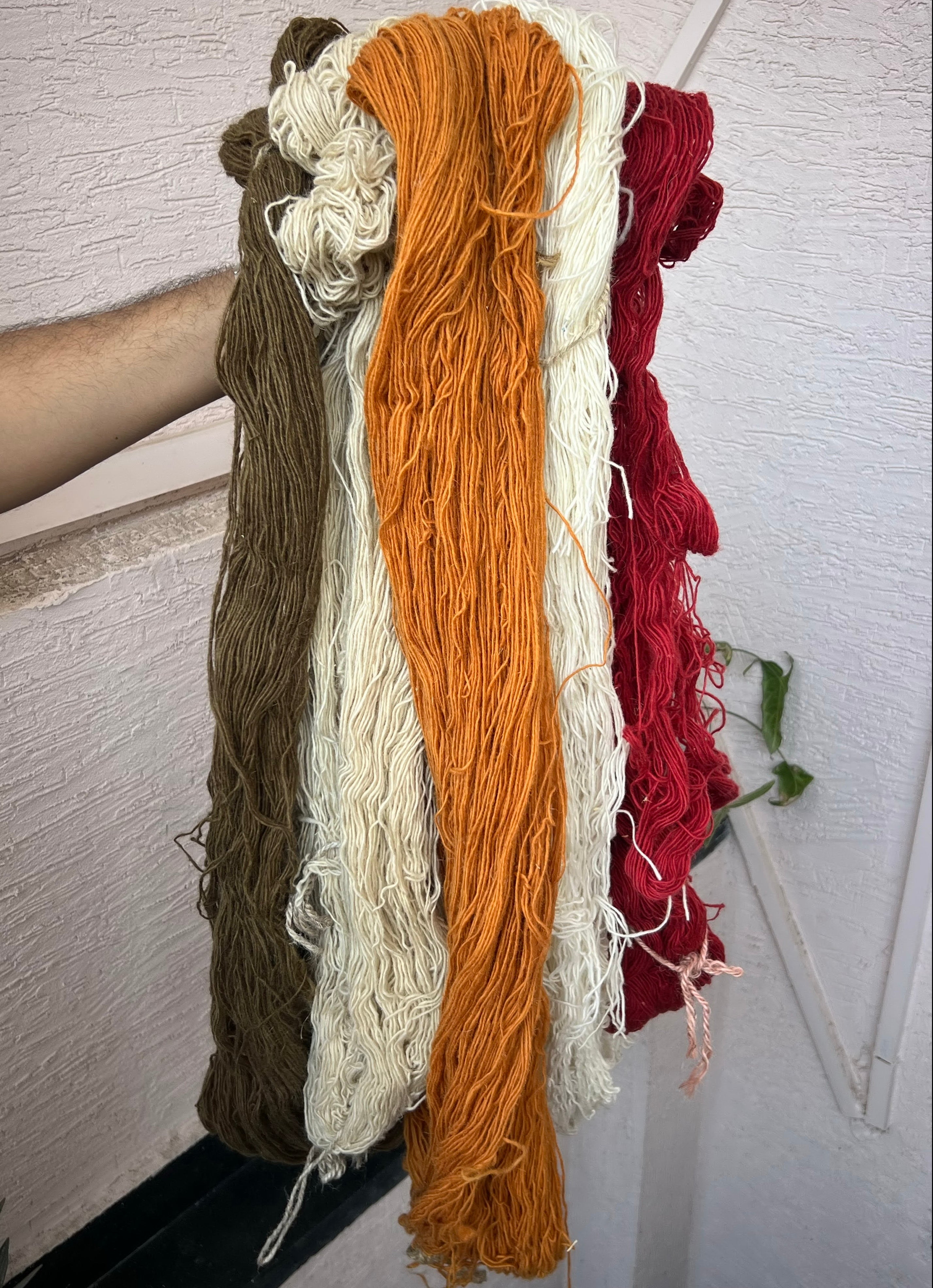 Modern Handmade Woolen Brown, Cream, Red And Mustard Geometric Rug-6803