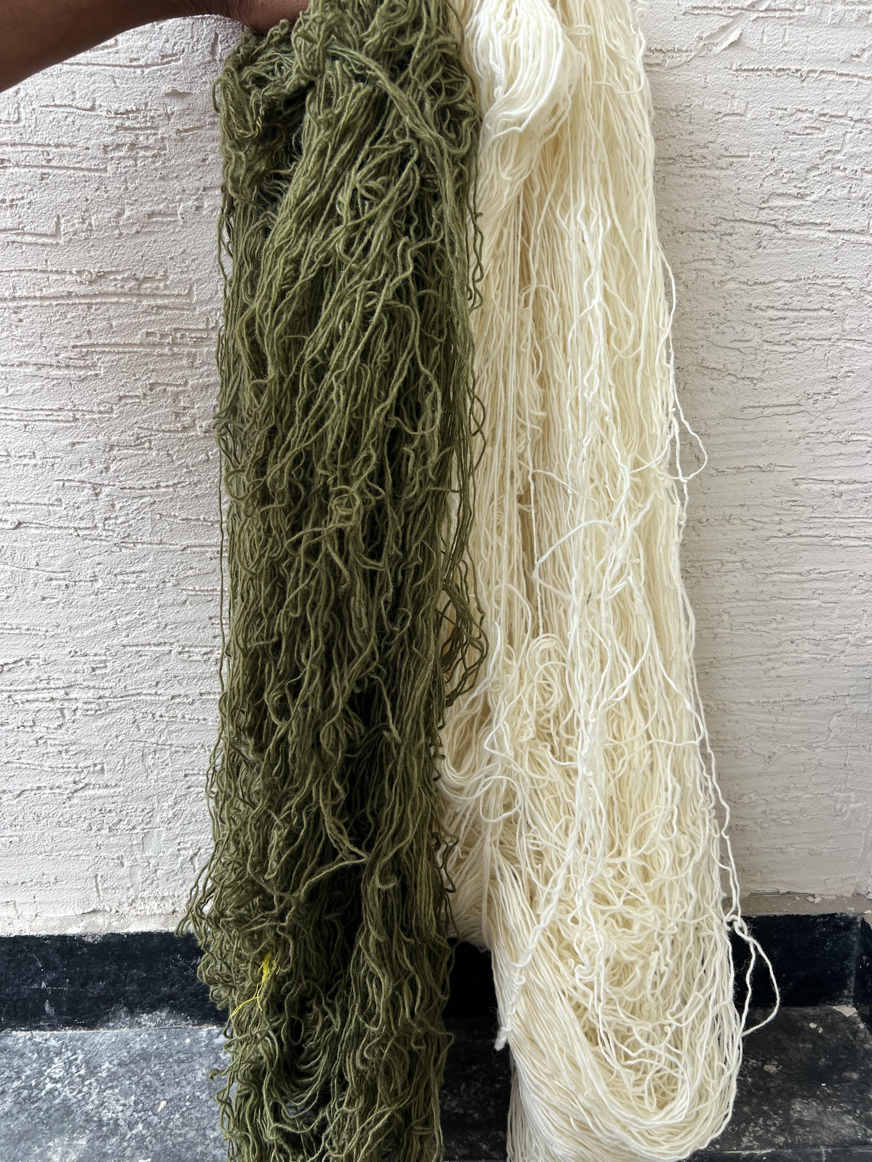 Wool Yarn Colors for Sara Custom Runners (Green And Ivory)