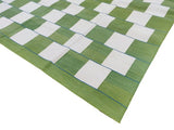 Modern Handmade Cotton Checked Rug