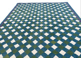 Modern Handmade Cotton Checked Rug