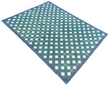 Modern Handmade Cotton Checked Rug