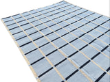 Modern Handmade Cotton Checked Rug