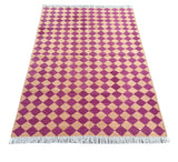 Modern Handmade Cotton Checked Rug