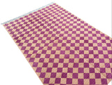 Modern Handmade Cotton Checked Rug