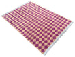 Modern Handmade Cotton Checked Rug