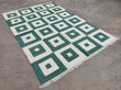 Modern Handmade Cotton Checked Rug