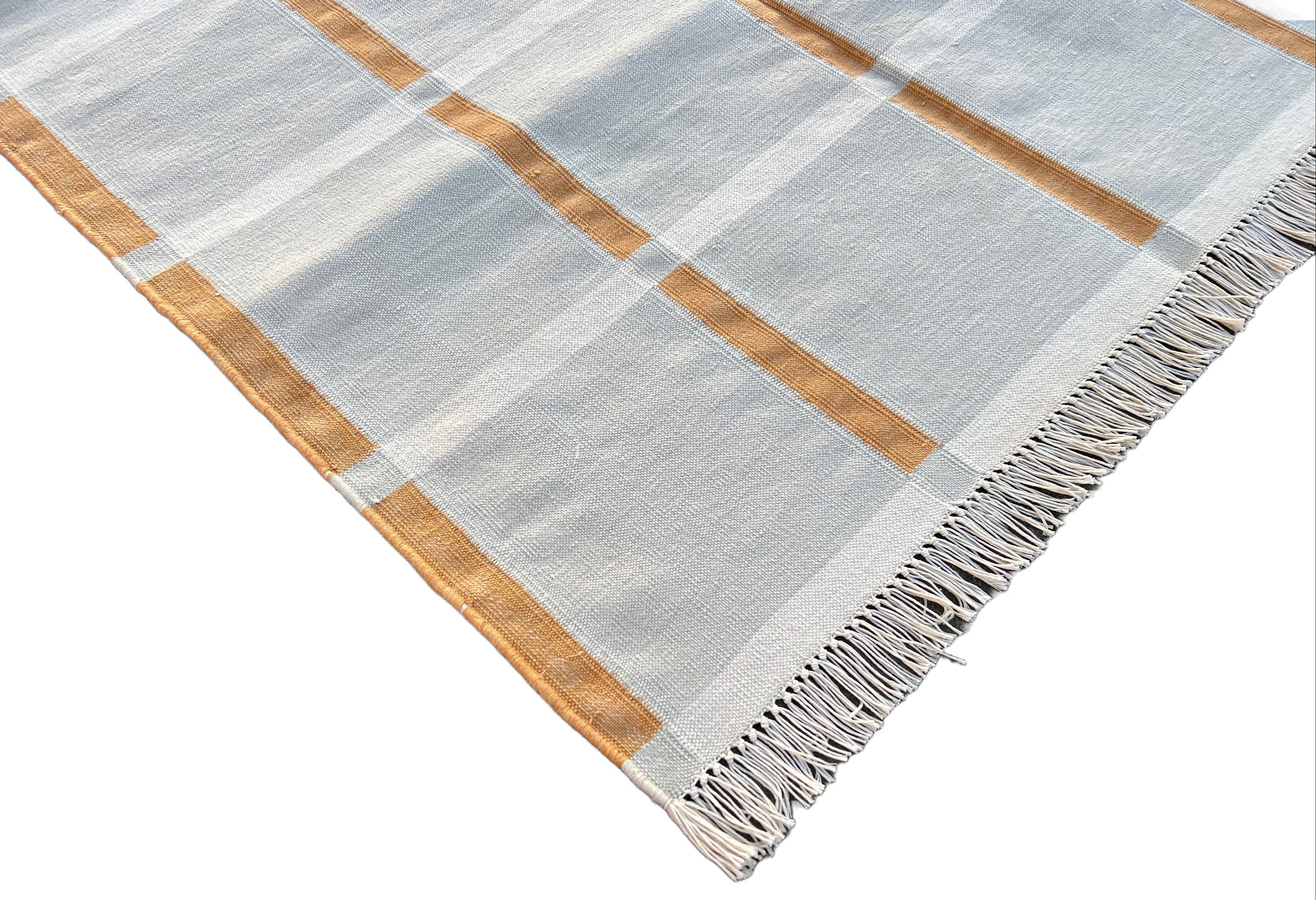 Modern Handmade Cotton Checked Rug