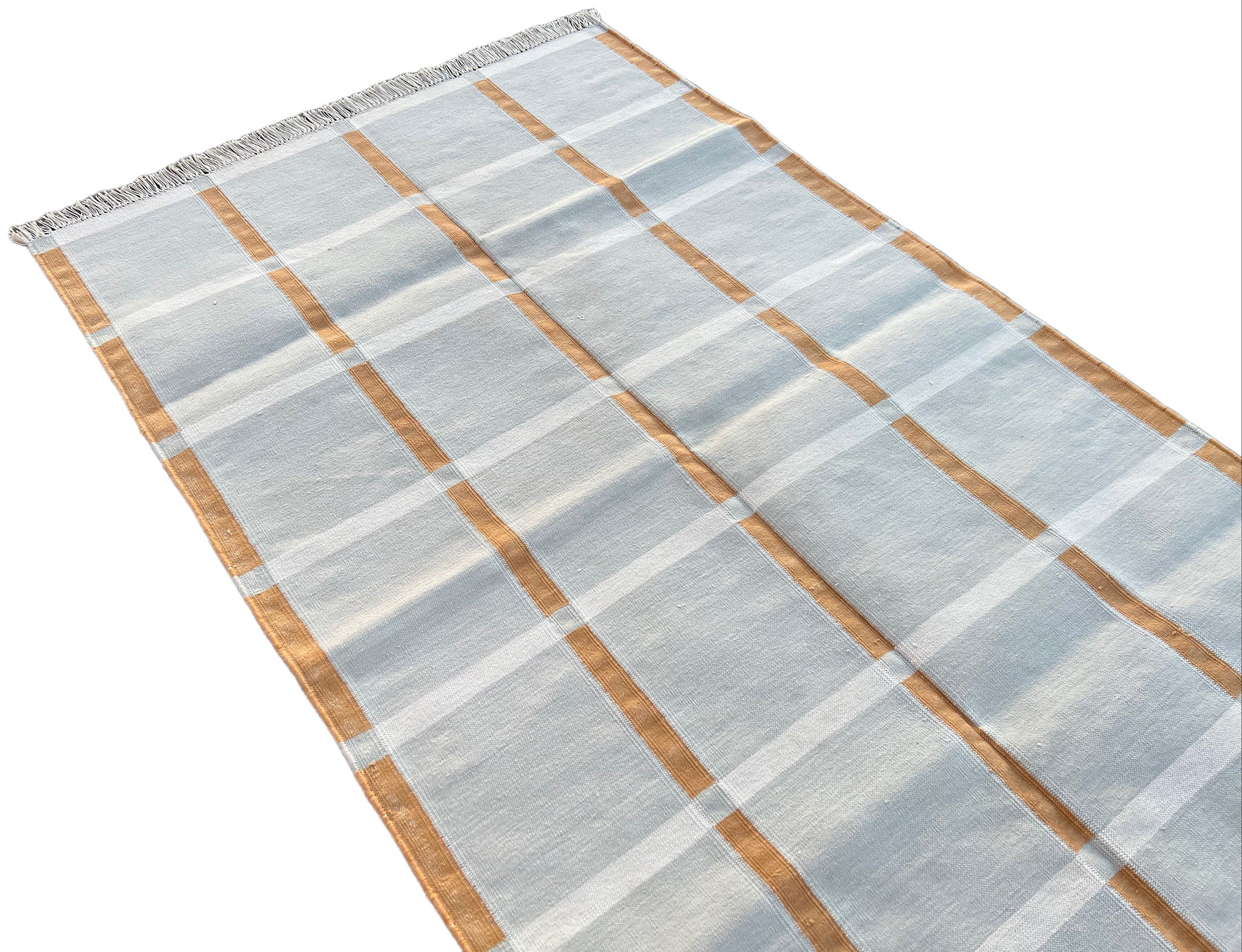 Modern Handmade Cotton Checked Rug