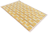 Modern Handmade Cotton Flat Weave Mustard Geometric Rug-6468